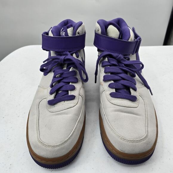 Nike Air Force 1 Mid Mens Shoes 9.5 Purple White Canvas Basketball Sneakers main image 6